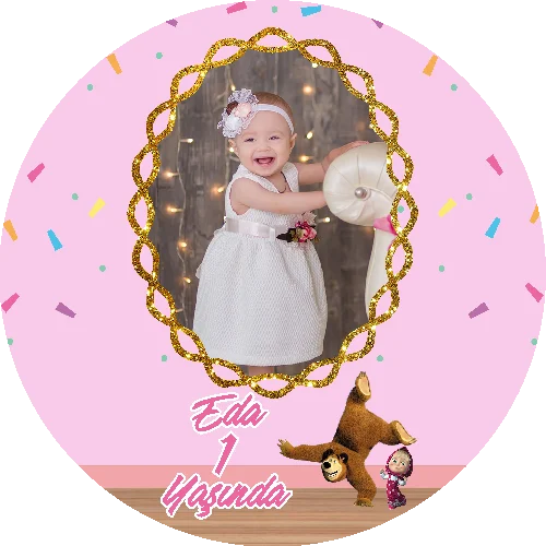 Maşa İle Koca Ayı Temalı yuvarlak Açacak Magneti